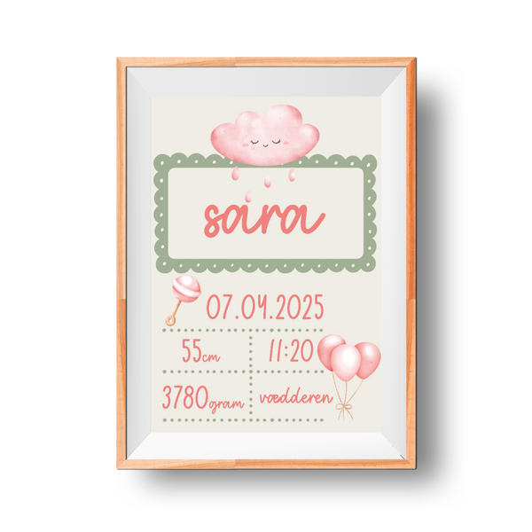 Fødselsplakat - Baby Blush (Design Selv Plakat)