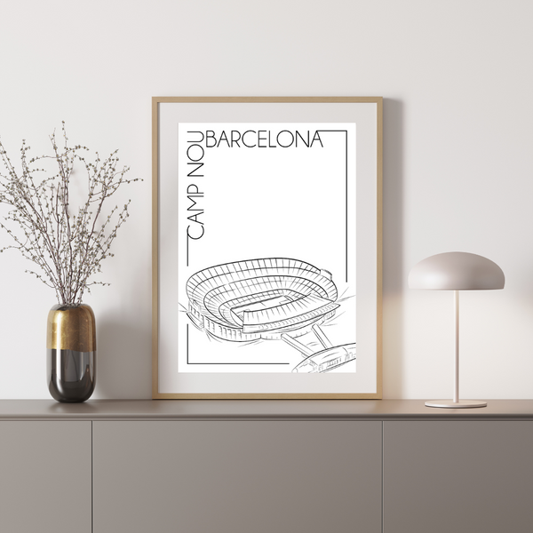 Camp Nou Barcelona Stadion - Håndtegnet Plakat