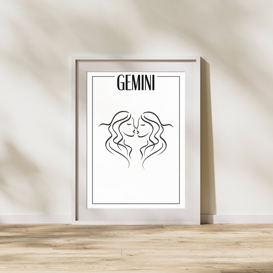 Tvilling / Gemini - Håndtegnet Plakat