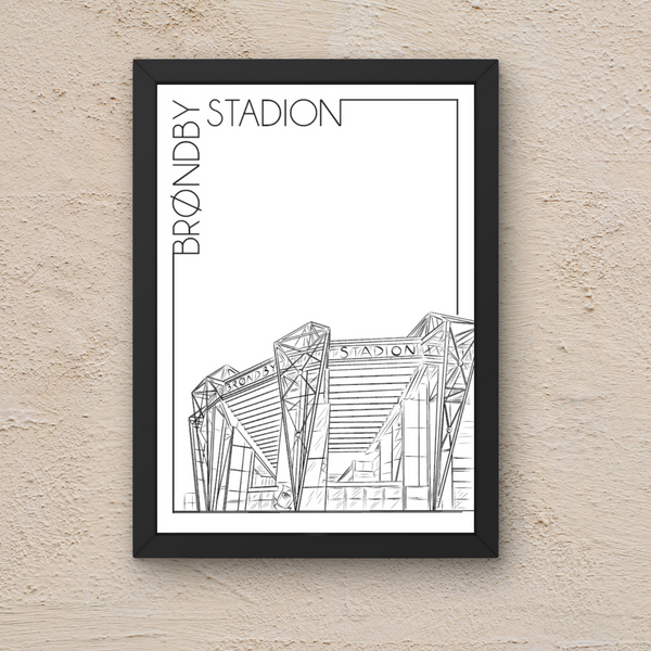 Brøndby Stadion - Håndtegnet Plakat