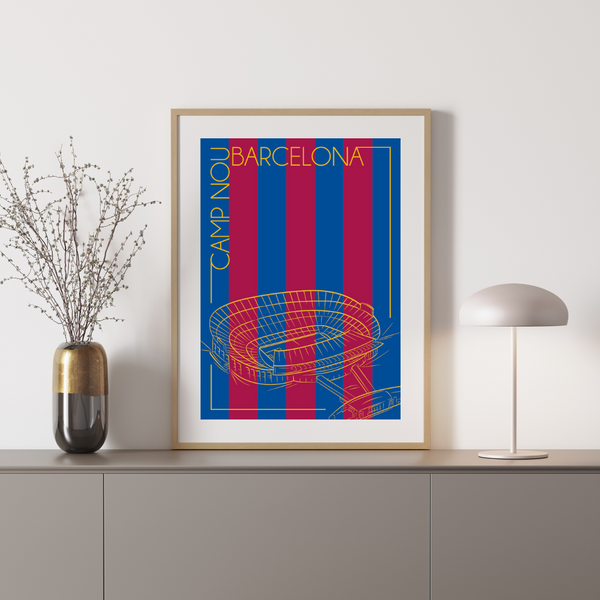 Camp Nou Barcelona Stadion - Håndtegnet Plakat