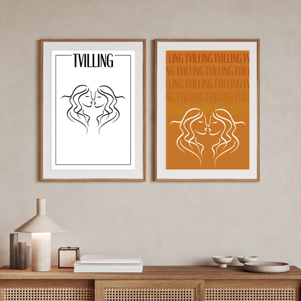 Tvilling / Gemini - Håndtegnet Plakat