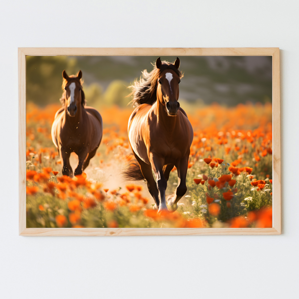 Hesteløb på blomstermarken - Plakat