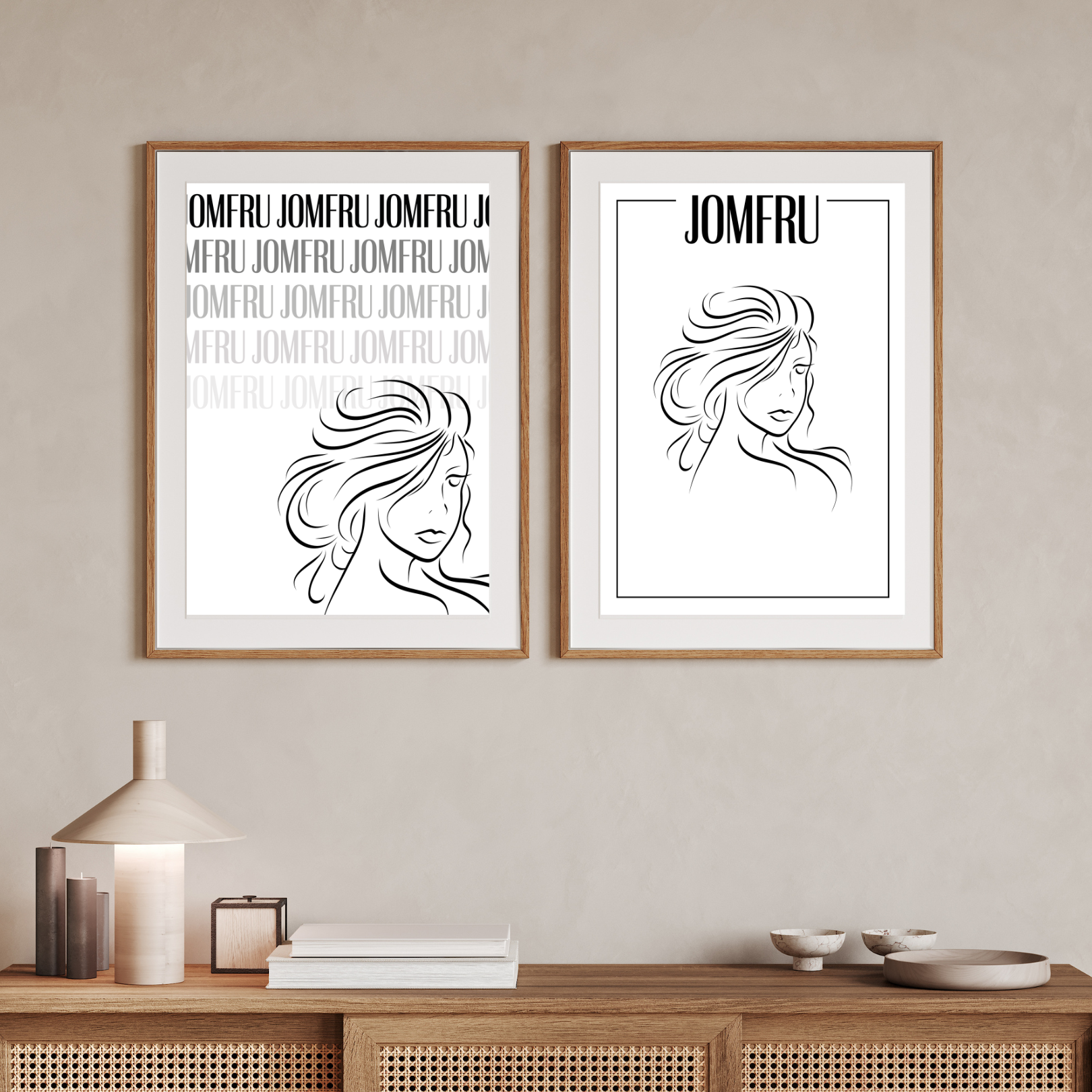 Jomfru / Virgo (Abstrakt Sort/hvid) - Håndtegnet Plakat