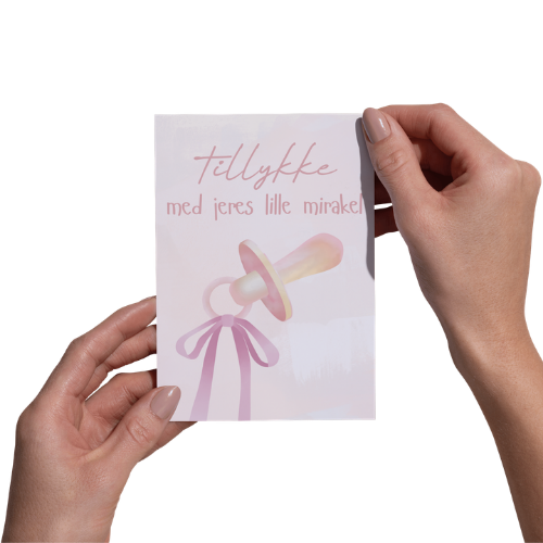 Tillykke med jeres lille mirakel - Barnedåbs Kort - Rosa