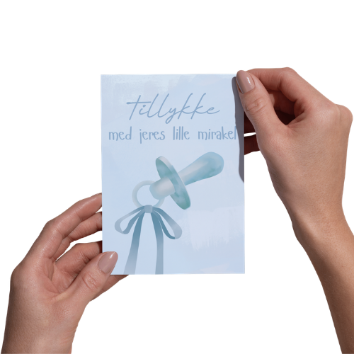 Tillykke med jeres lille mirakel - Barnedåbs Kort - Blå