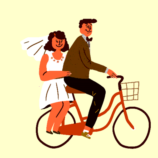 Brudepar cykler (Minikort)