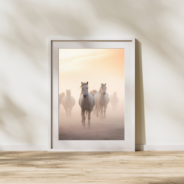 Heste gennem Morgen Disen - Plakat