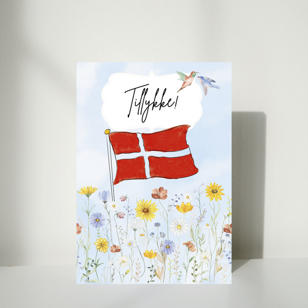 Tillykke - Det Danske Flag i Blomstermarken (Mega Kort)