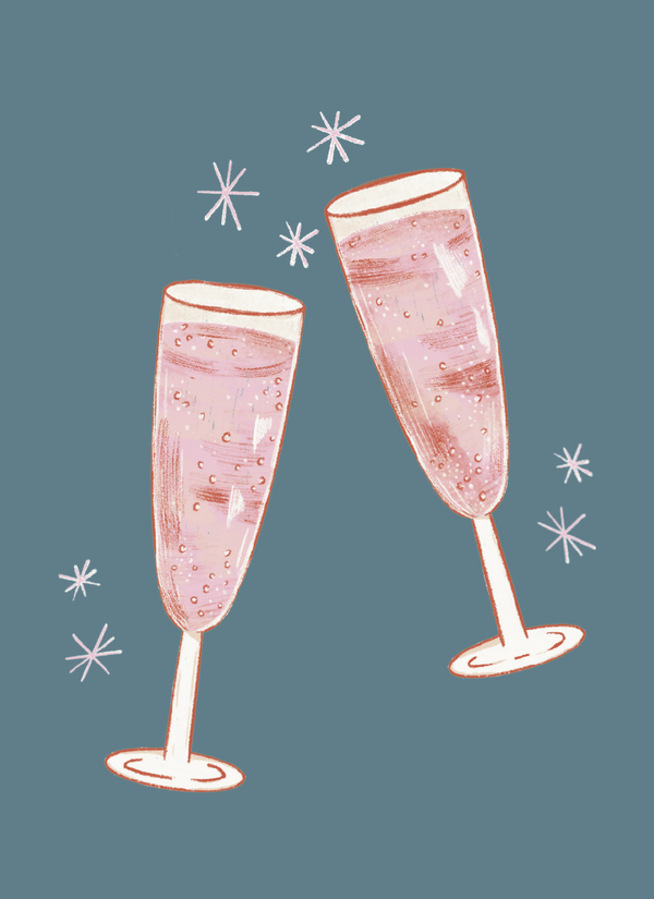 Pink Champagneglas  (Minikort)