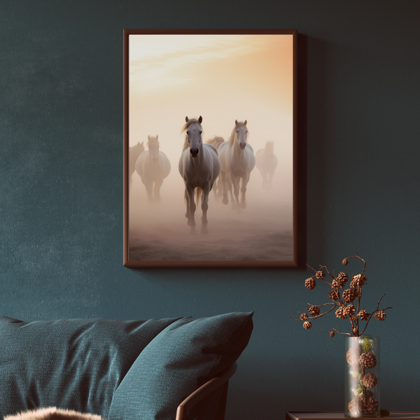 Heste gennem Morgen Disen - Plakat