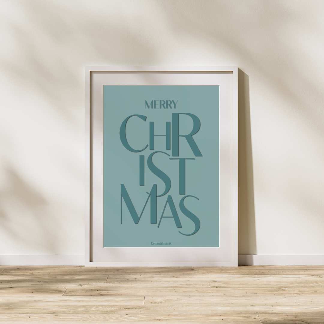 Merry Christmas grå - Plakat