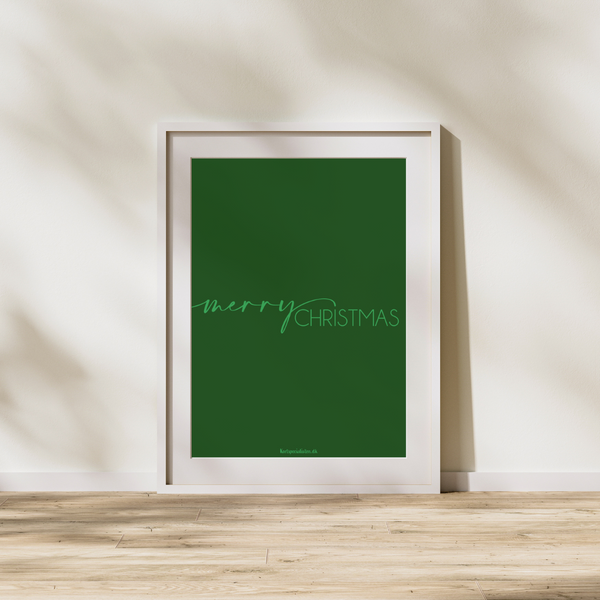 Merry christmas grøn - Plakat