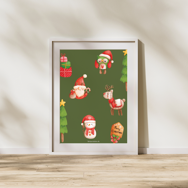 Merry Christmas grøn - Plakat