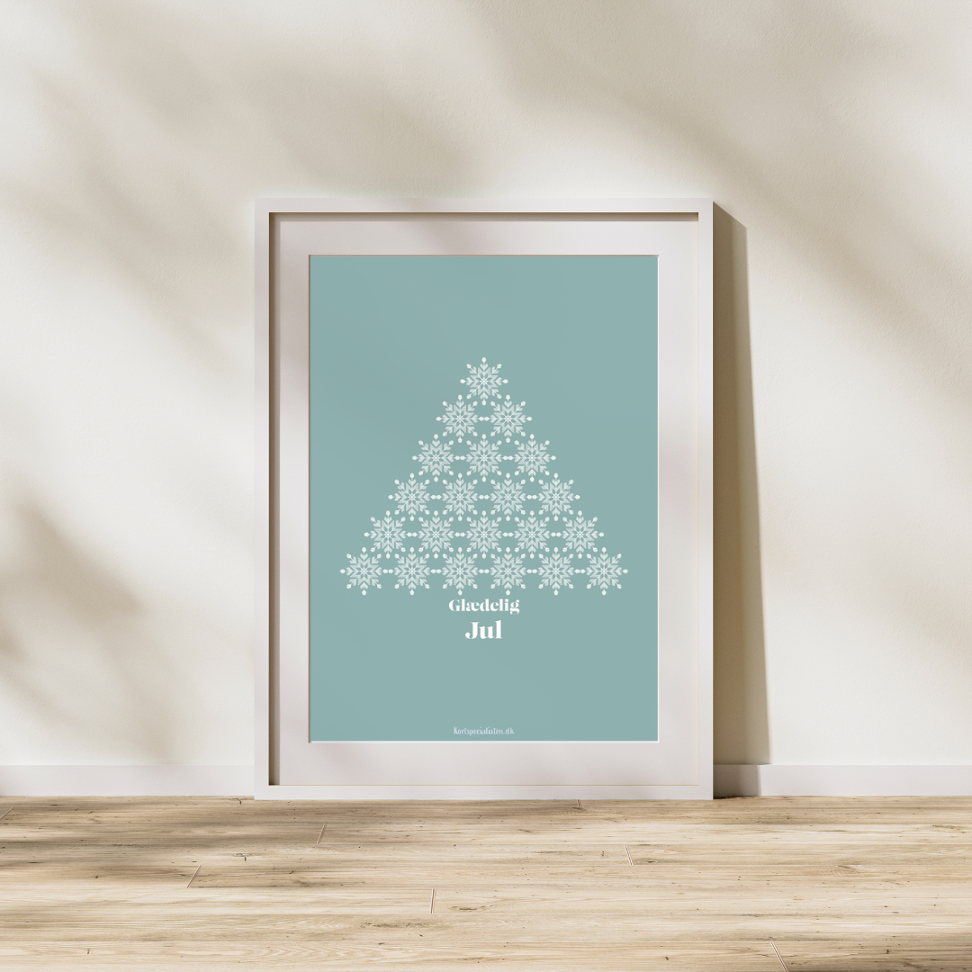 Juletræ snekrystal blå - Plakat