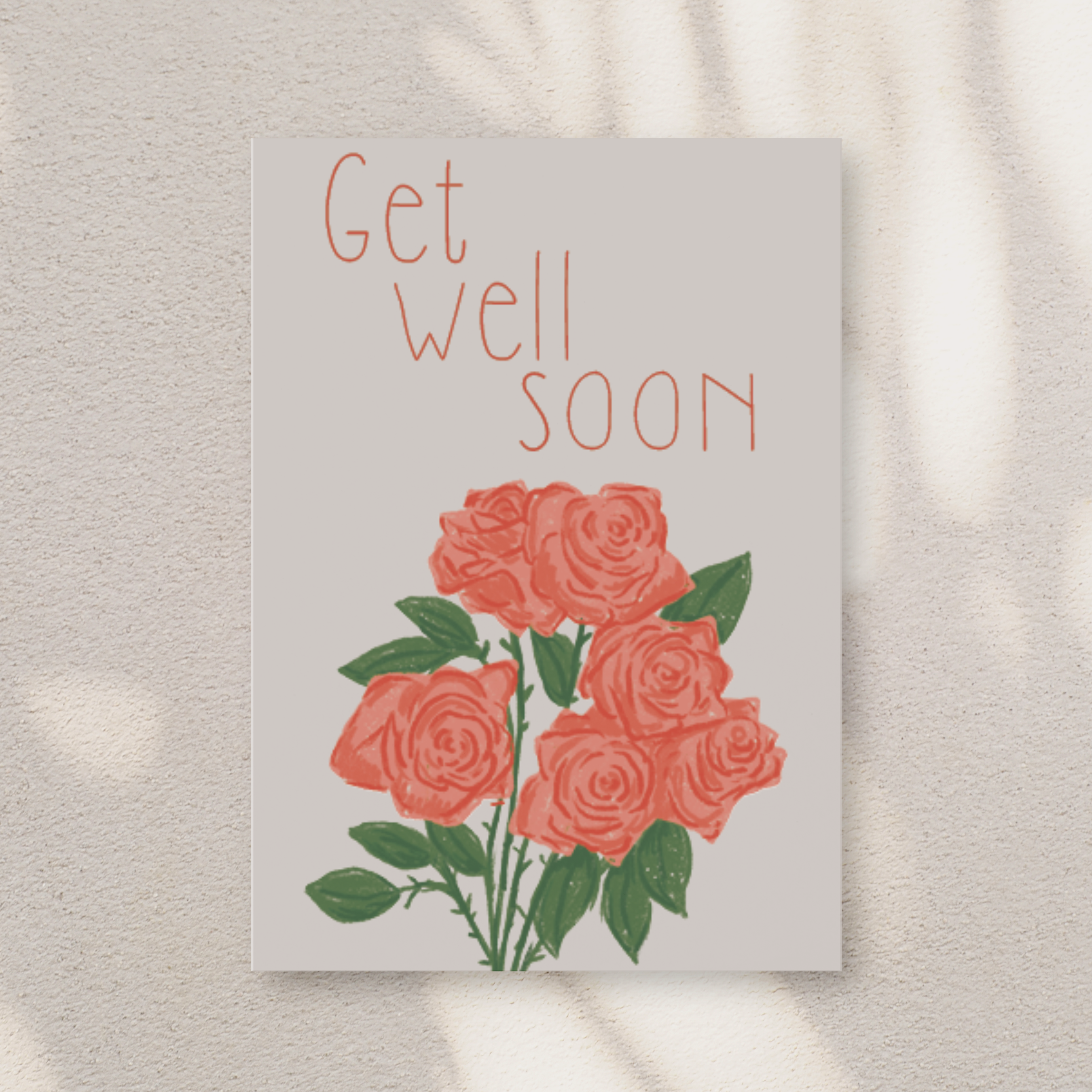 Get well soon roser - kort