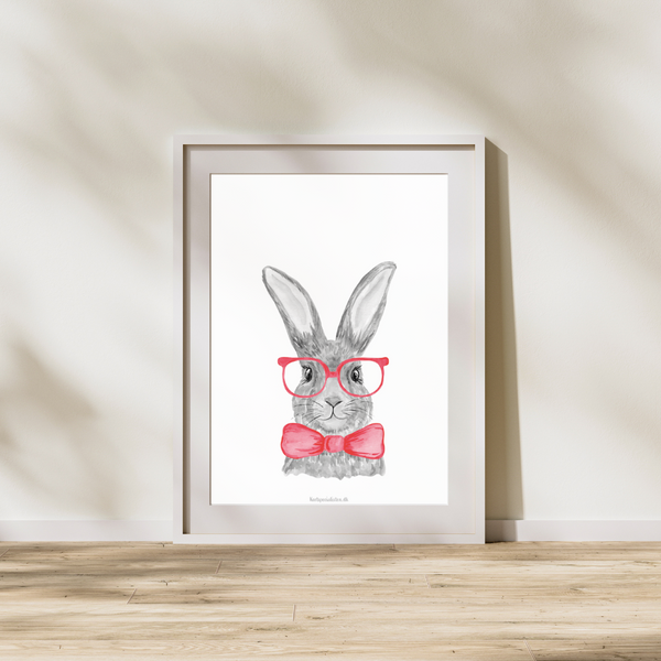 Hare with glasses and bow tie - Poster