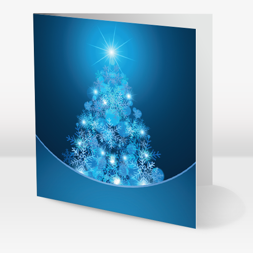 Juletræ af snekrystaller - Blå
