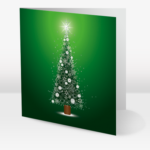 Juletræ med snekrystaller - Grøn