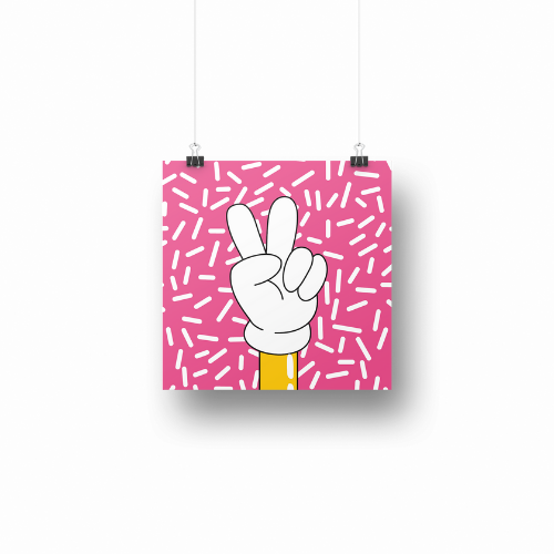 Peace Hand - Pink (Plakatkort)