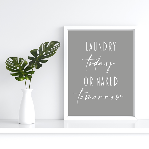 Laundry Today or Naked Tomorrow - Grå (Plakat)