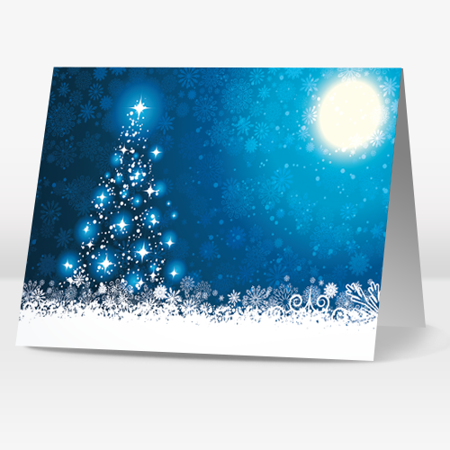 Juletræ med blåt lys