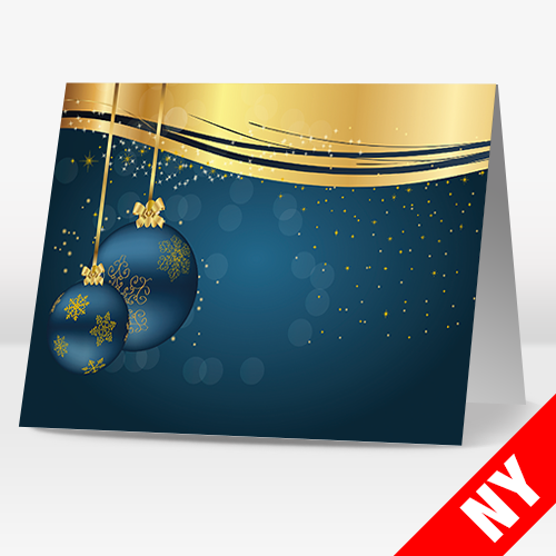 Blå julekugler med guld print
