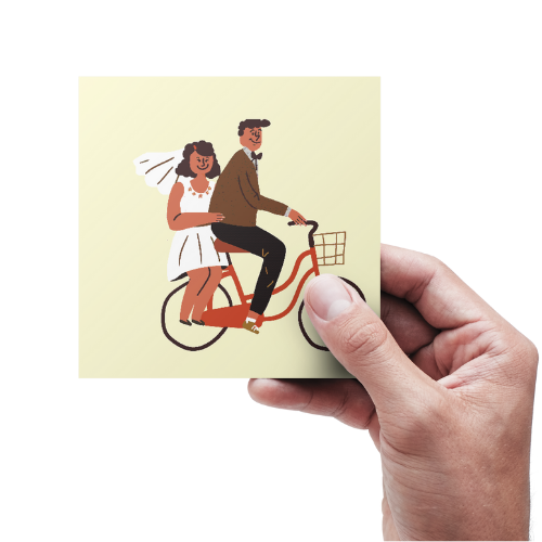 Brudepar cykler - kort