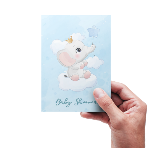 Baby Shower - Elephant on cloud - Blue
