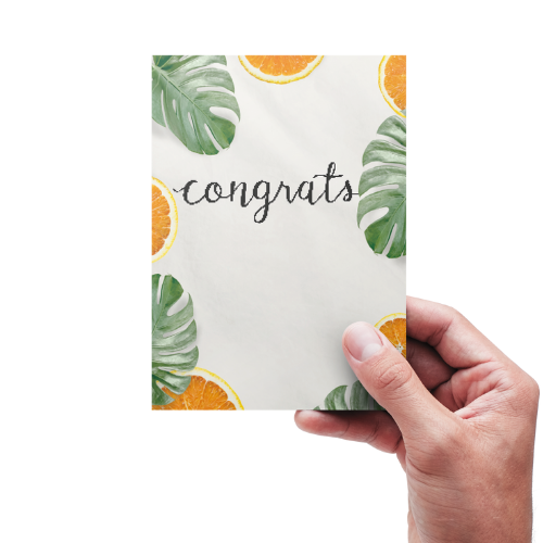 Congrats Oranges &amp; Leaves - Card