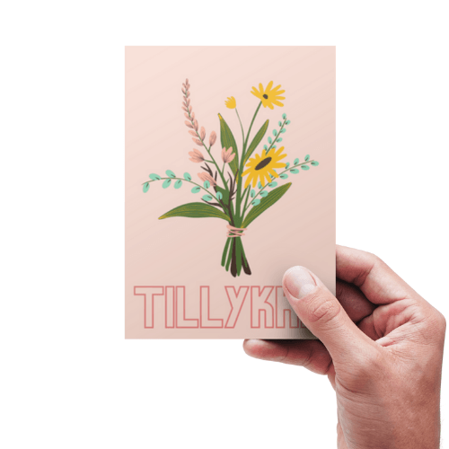 Tillykke - Buket gul blomst - kort