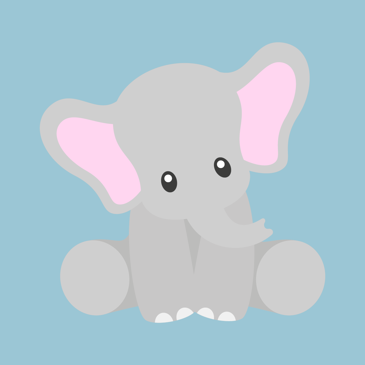 Cute Elephant - Blue