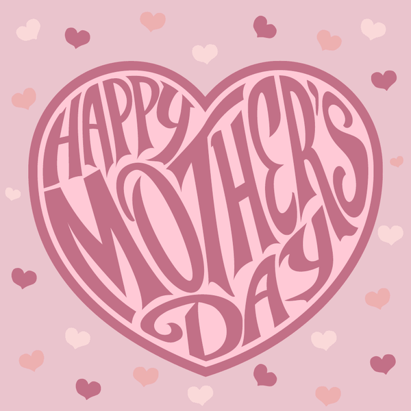 Happy Mothers Day - Hjerter Rosa - kort