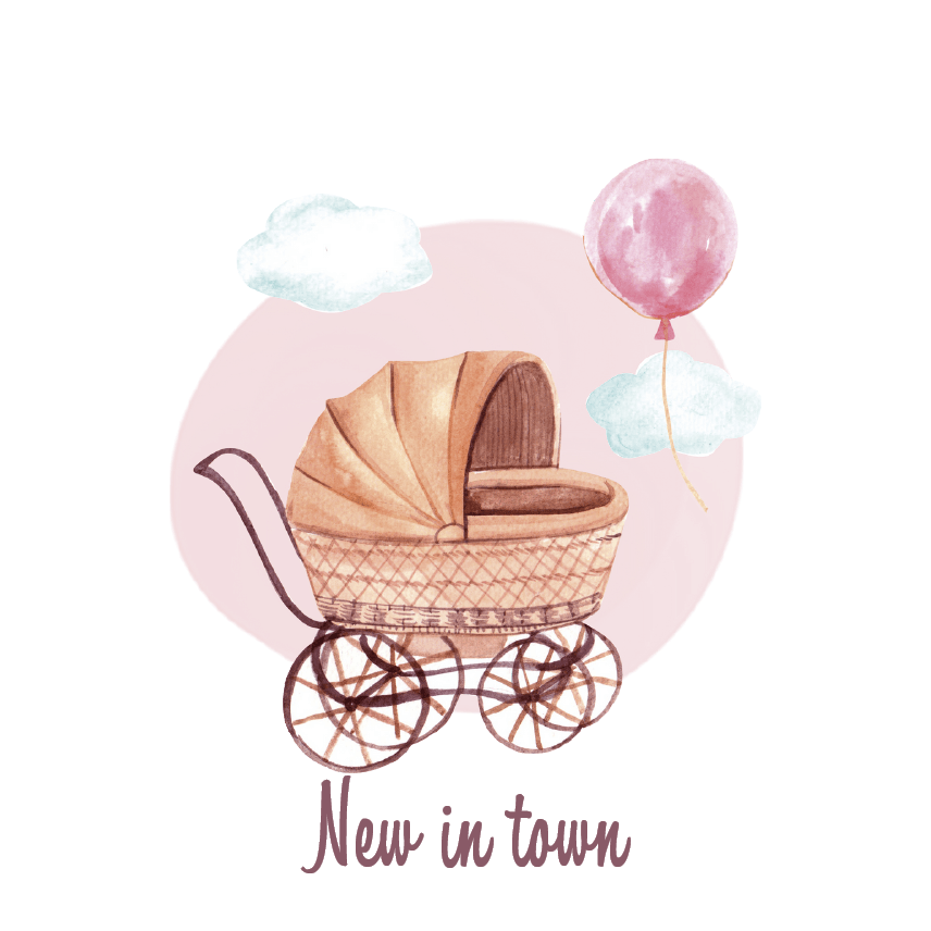 New in town - Stroller Pink - card