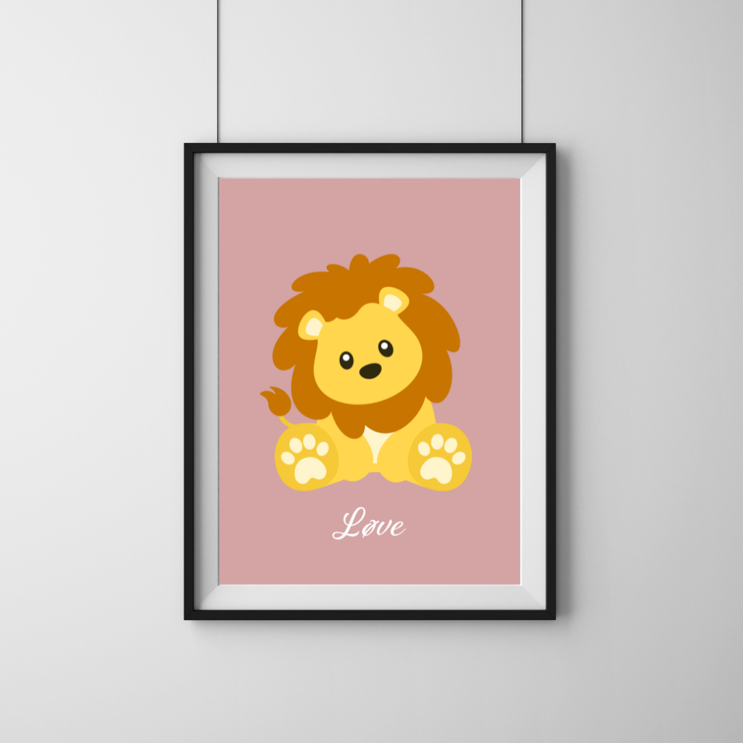 Cute Lion Poster - Pink