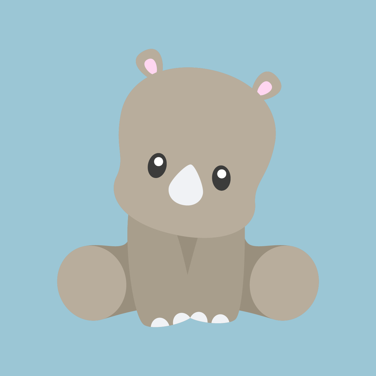 Cute Næsehorn Blå