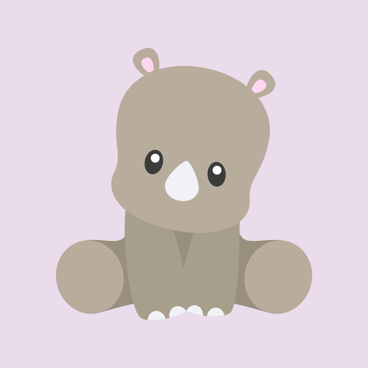 Cute Næsehorn Lyselilla