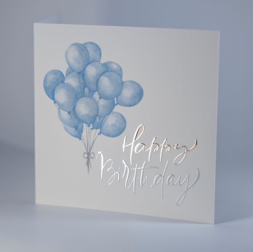 Happy Birthday -  Blå balloner