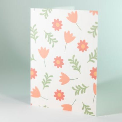 Orange Blomster - Minikort