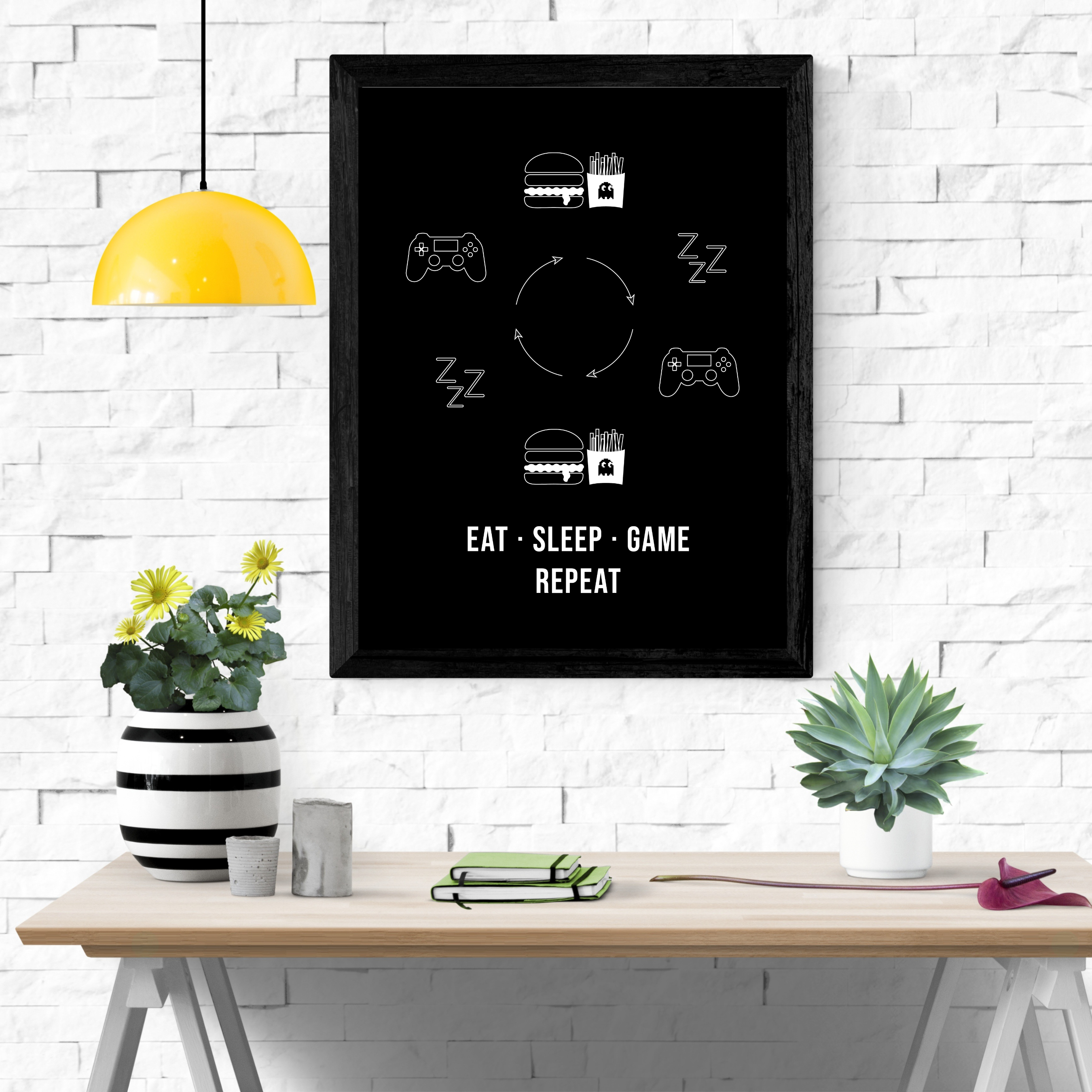 Eat. Sleep. Game. Repeat - Sort (Plakat)